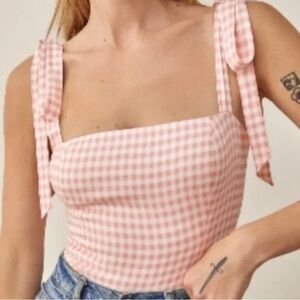 Reformation Pink Checkered Tank Top